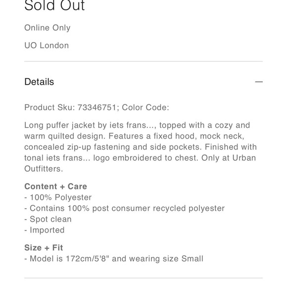 iets frans... Urban Outfitters Long Hooded Puffer Jacket Black Size Small - Picture 4 of 6